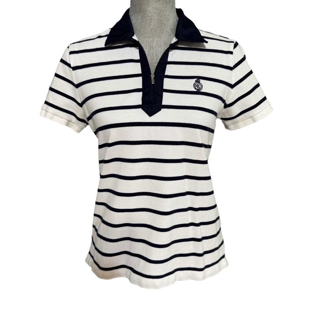 Ralph Lauren White and Blue Zip-up Polo